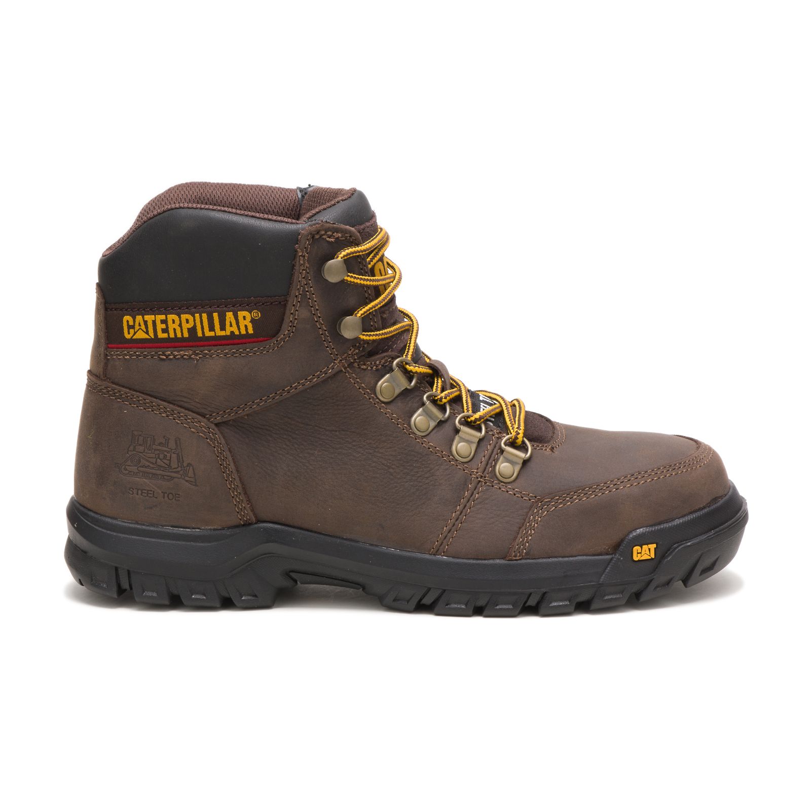 Caterpillar Outline Steel Toe Philippines - Mens Steel Toe Boots - Brown 48716MQHJ